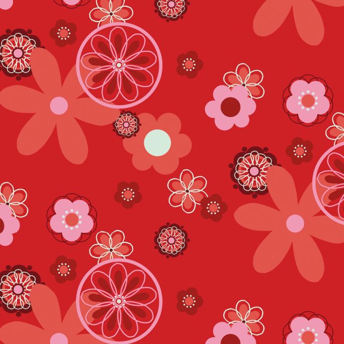 Taie pour l'Original Theraline,  Dessin 88 "Retro fleur rouge"